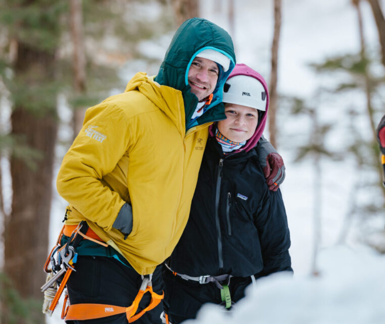 Ice Fest coordinator Paul McCoy with son Rivir at 2024 Ice Fest