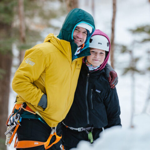 Ice Fest coordinator Paul McCoy with son Rivir at 2024 Ice Fest